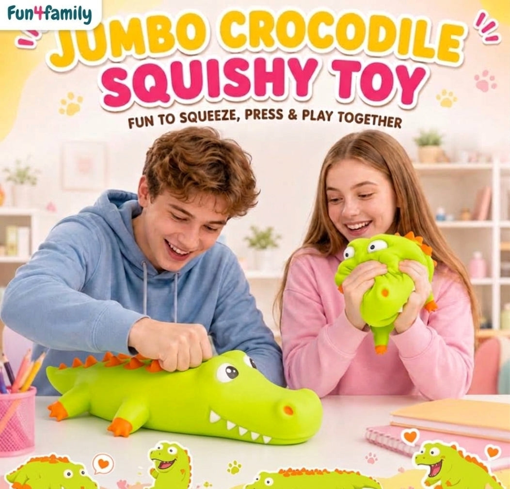 Fun4fam 14 inch Squishy Stretchy XL Alligator Fidget Sensory Toy
